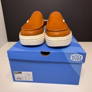 Hey Dude Austin Lift Platform Leather Slip-on Shoes Mules Clogs Brown Size 9